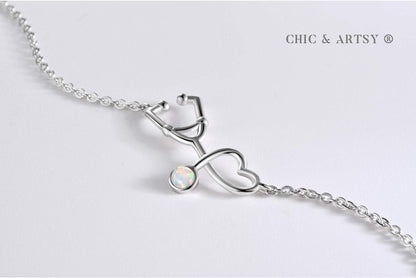 925 Sterling Silver Nurse Stethoscope Bracelet