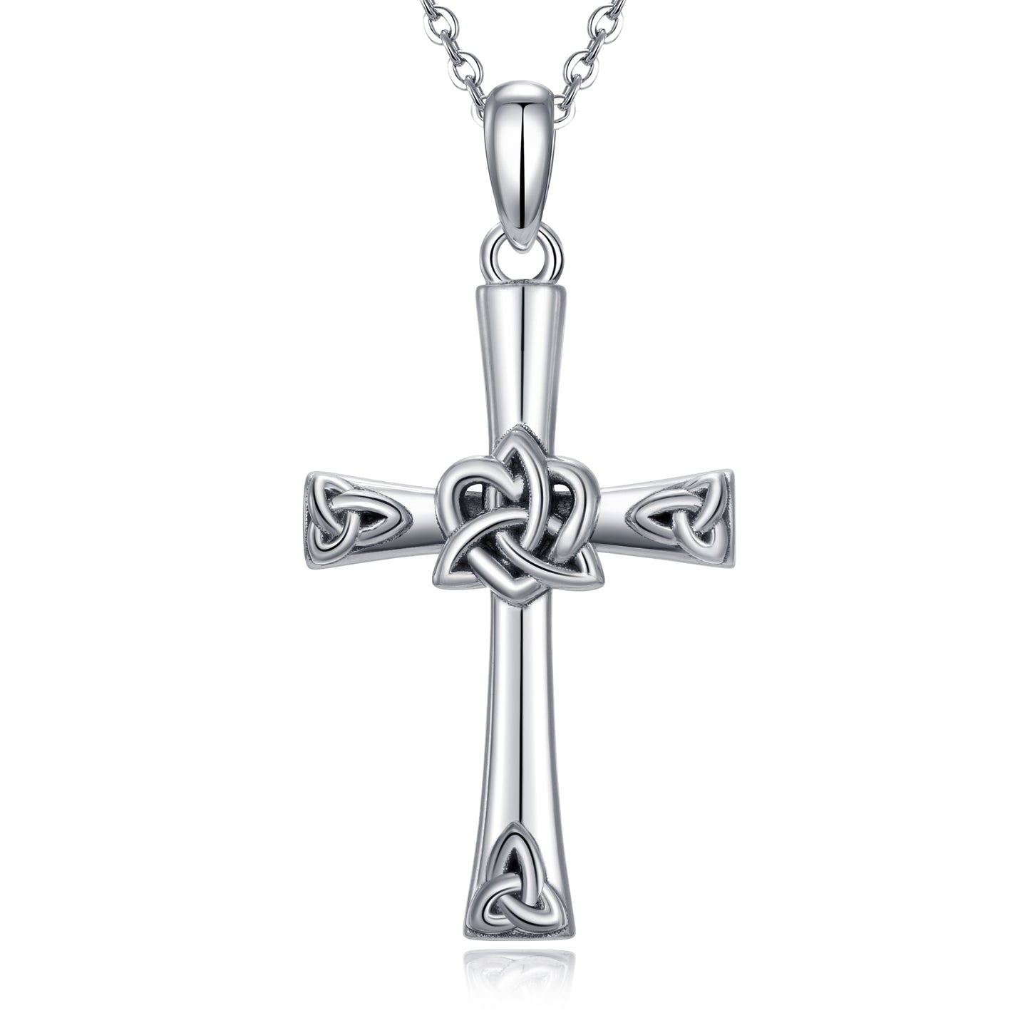 925 Sterling Silver Celtic Knot Cross Necklace