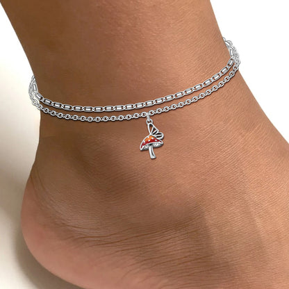 925 Sterling Silver Created Opal Butterfly Anklet Bracelet