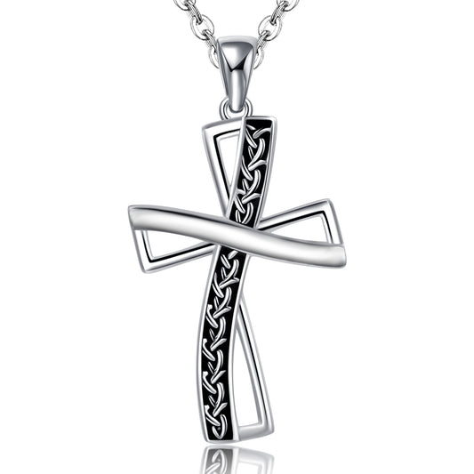 925 Sterling Silver Celtic Knot Cross Necklace