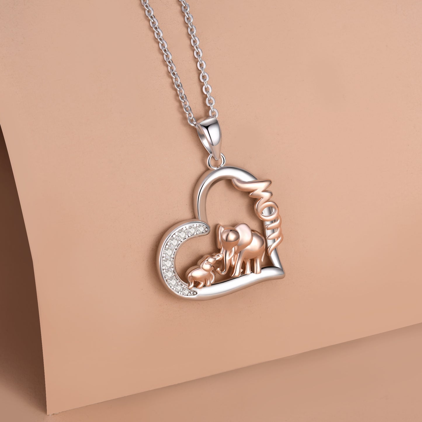 Gold Plated 925 Sterling SilverLucky Mama Elephant Necklace