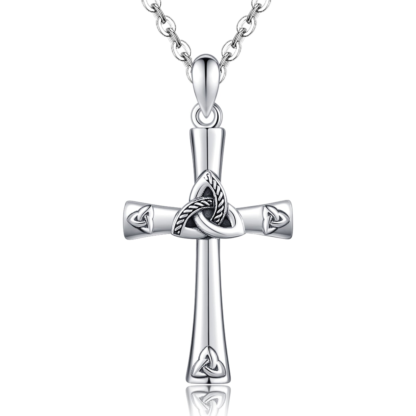 925 Sterling Silver Celtic Knot Cross Necklace