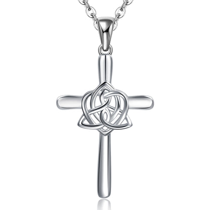 925 Sterling Silver Celtic Knot Cross Necklace