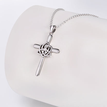 925 Sterling Silver Celtic Knot Cross Necklace