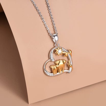 Gold Plated 925 Sterling Silver Lucky Mom Elephant Necklace