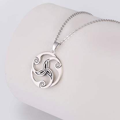 925 Sterling Silver Ireland Triskele Pendant Necklace