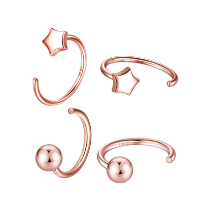 925 Sterling Silver Small Huggie Hoop Earrings Set