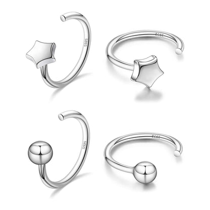 925 Sterling Silver Small Huggie Hoop Earrings Set