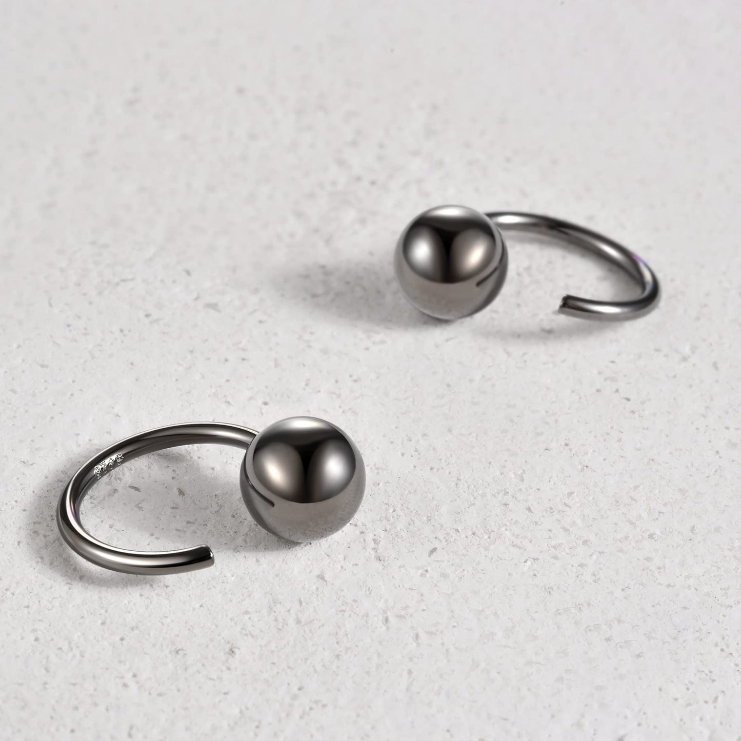 925 Sterling Silver Small Ball Huggie Hoop Earrings