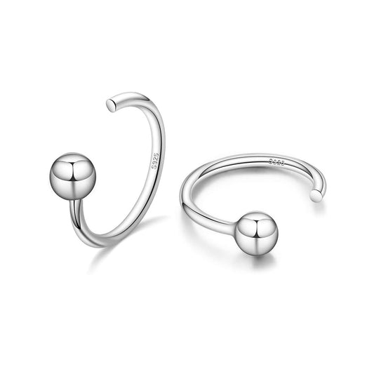 925 Sterling Silver Small Ball Huggie Hoop Earrings