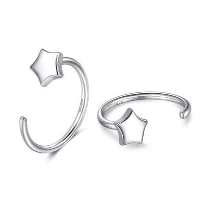 925 Sterling Silver Star Huggie Hoop Earrings