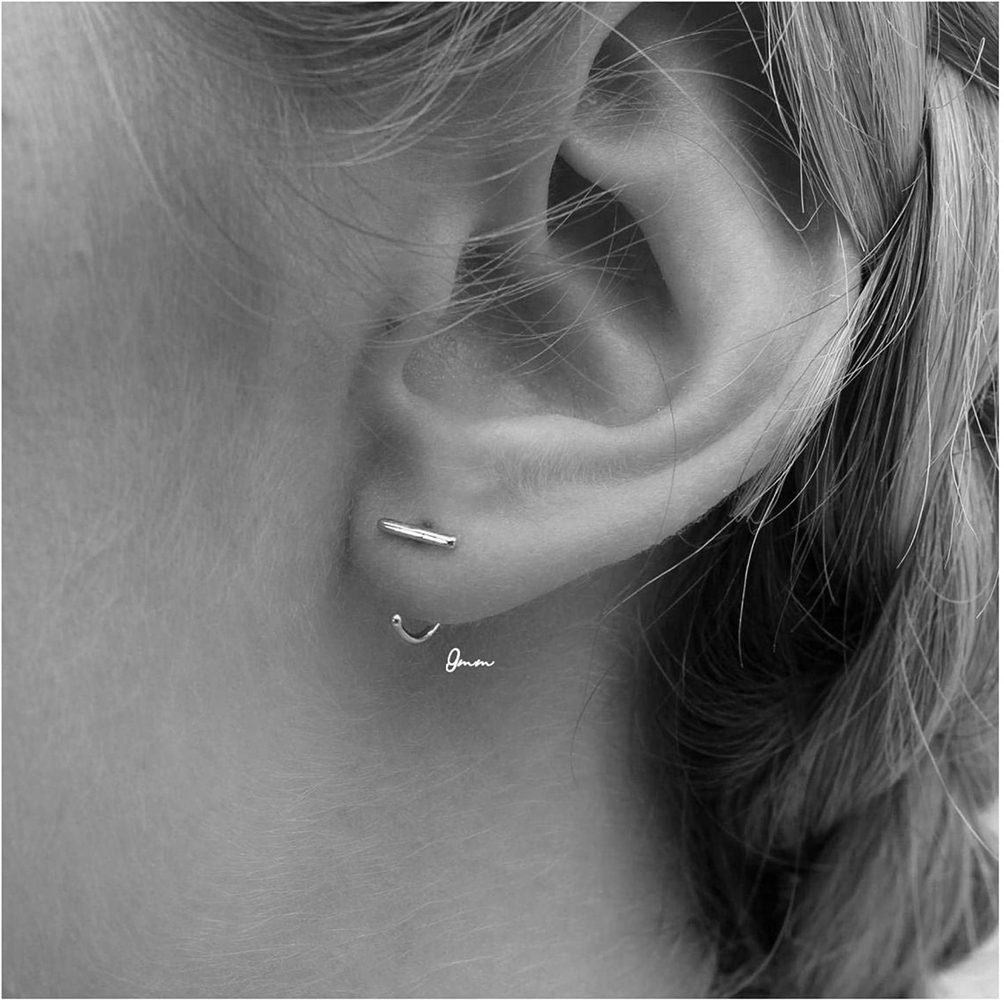 925 Sterling Silver Small Bar Huggie Hoop Earrings