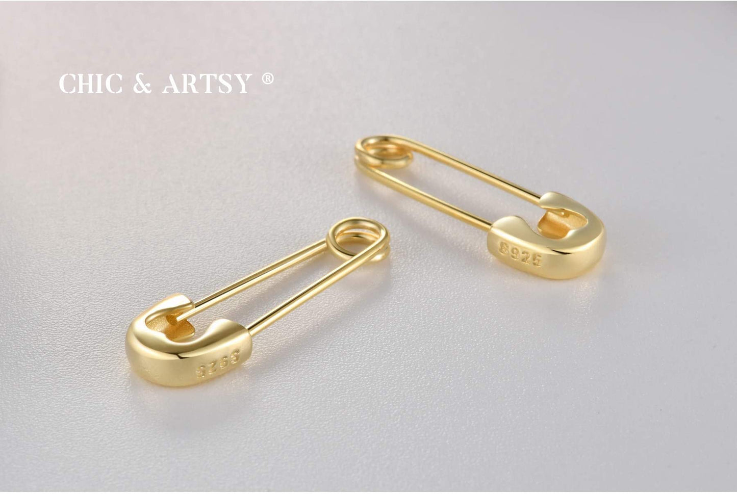 925 Sterling Silver Safety Pin Earrings for Women