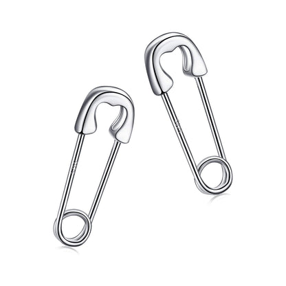 925 Sterling Silver Safety Pin Earrings for Women