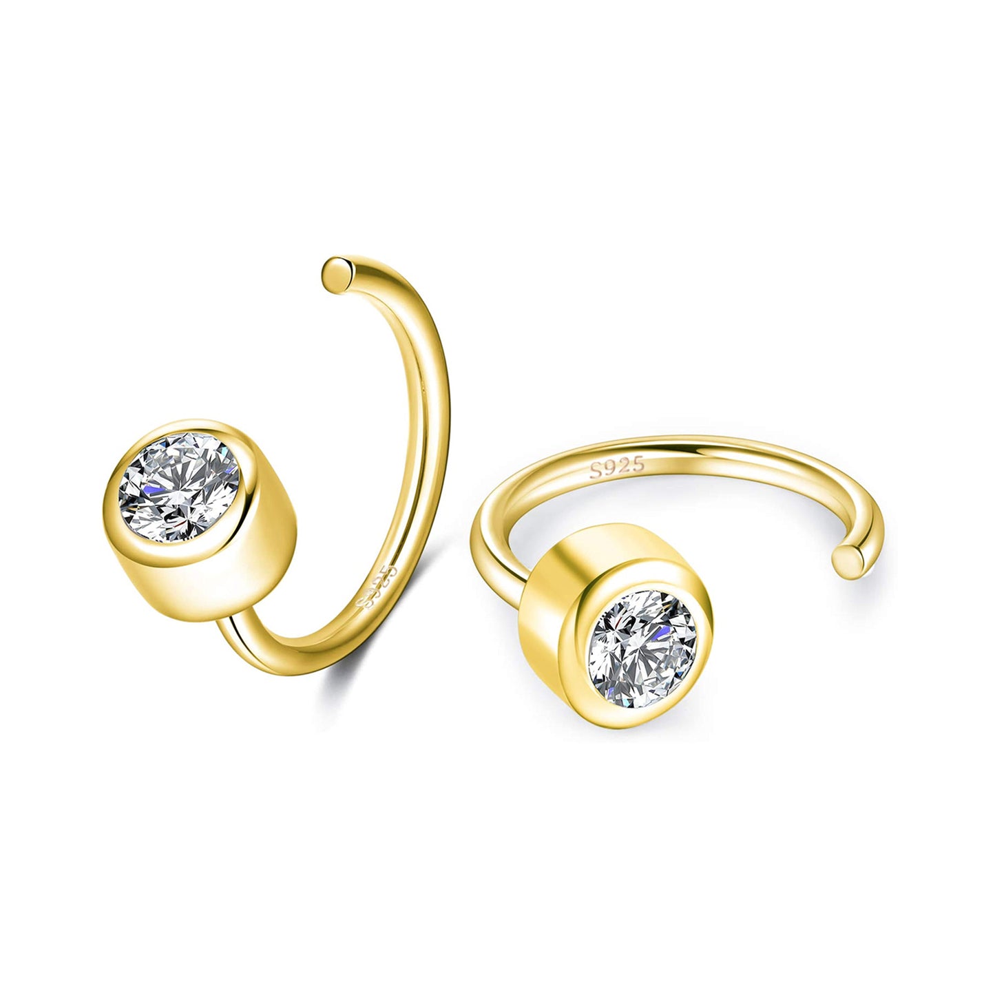 925 Sterling Silver CZ Huggie Hoops Earrings