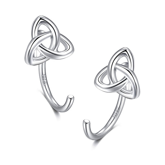 925 Sterling Silver Celtic Knot Huggie Hoop Earrings