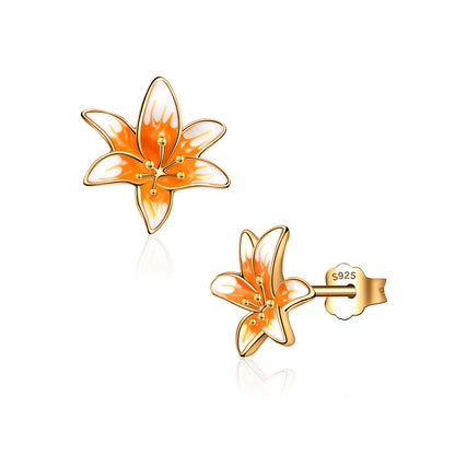 925 Sterling Silver Lily Earrings Hypoallergenic Cute Lily Earrings for Women