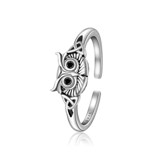 925 Sterling Silver Owl Thumb Rings Owl Open Band Ring