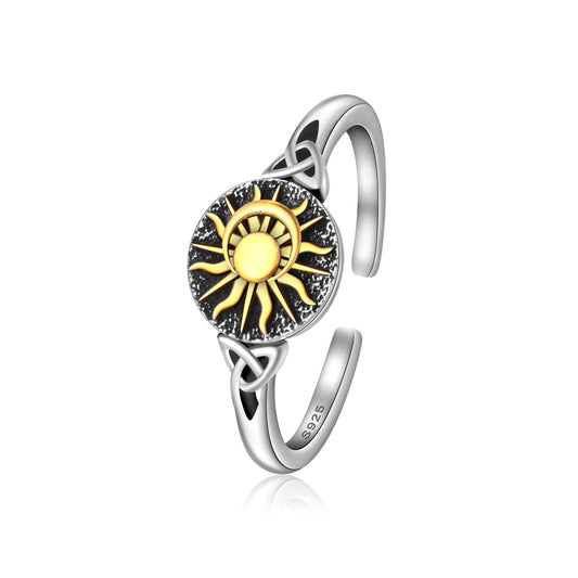 925 Sterling Silver Open Ring Sun Moon Universe Rings