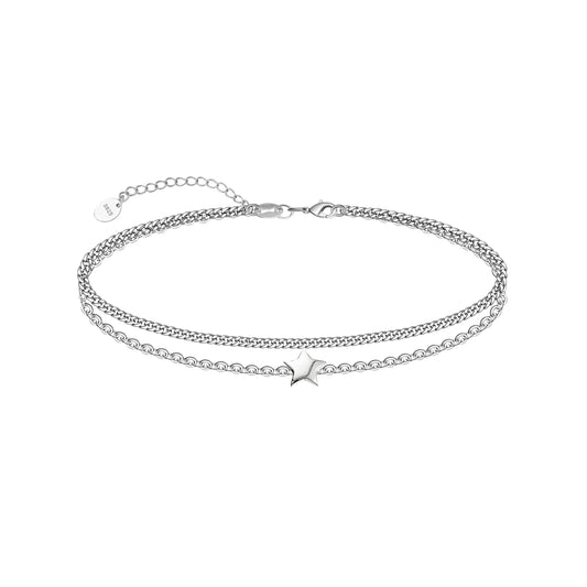 925 Sterling Silver Ankle Bracelet Multilayer Anklets