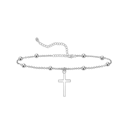 925 Sterling Silver Cross Ankle Bracelet