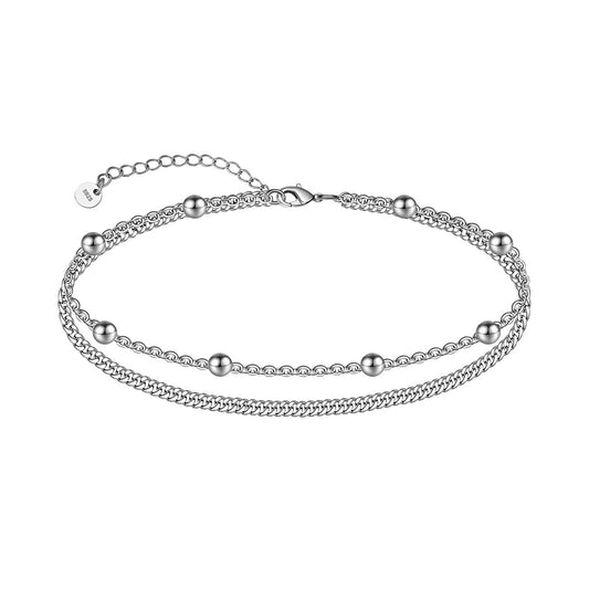 925 Sterling Silver Ankle Bracelet Multilayer Anklets