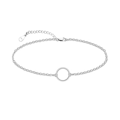 925 Sterling Silver Circle Anklet Bracelet