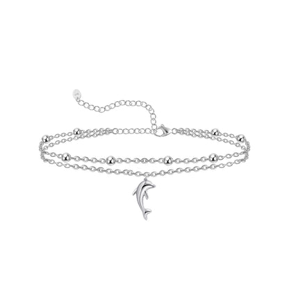 925 Sterling Silver Dolphin Anklet Bracelet