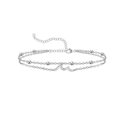 925 Sterling Silver Wave Anklet Bracelet