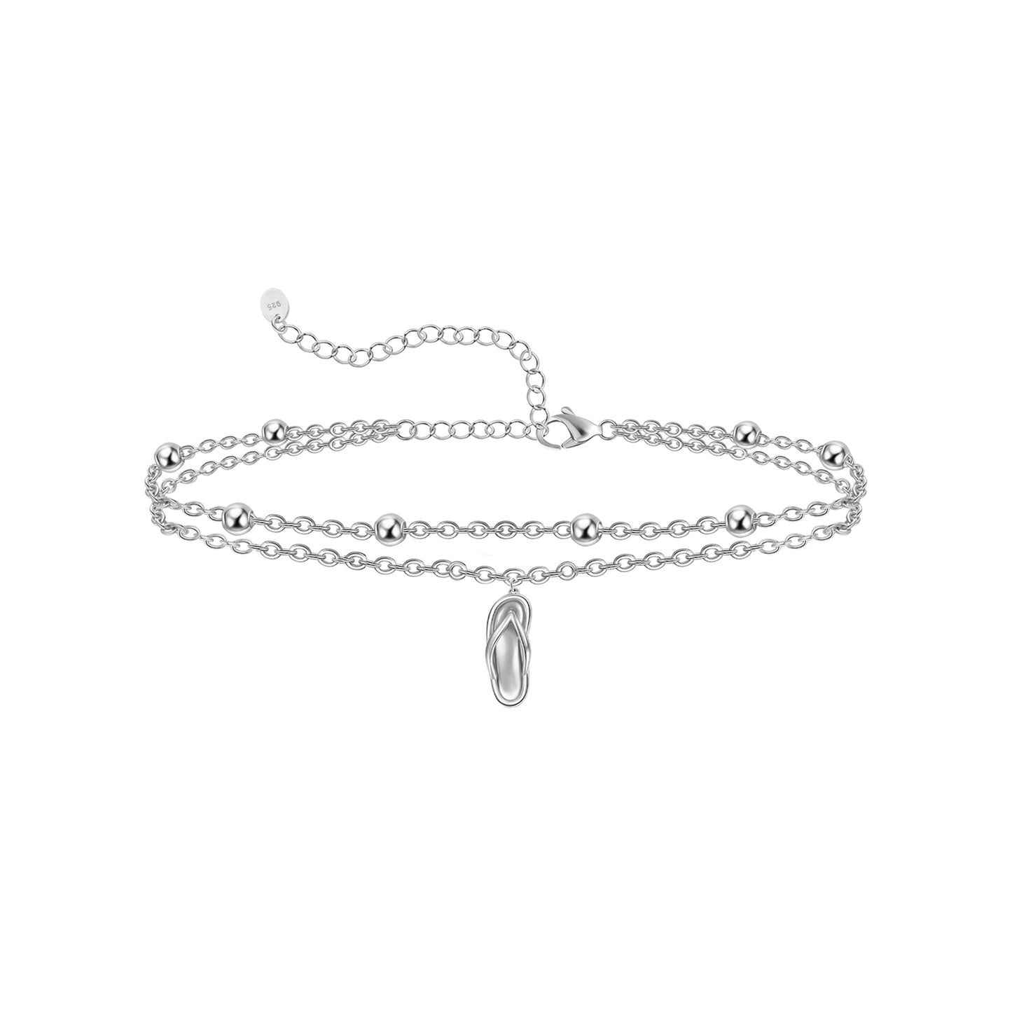 925 Sterling Silver Flip-flop Anklet Bracelet