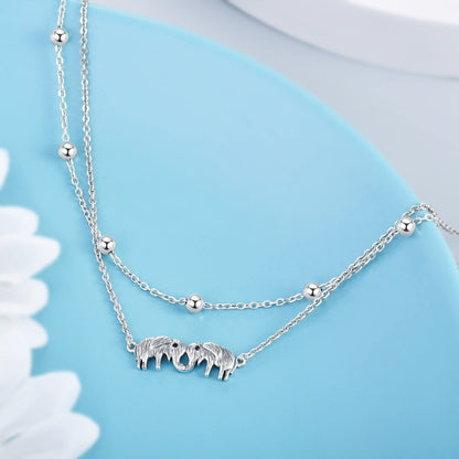 925 Sterling Silver Elephant Anklets Bracelets for Women - Vintage Boho Beaded Anklet