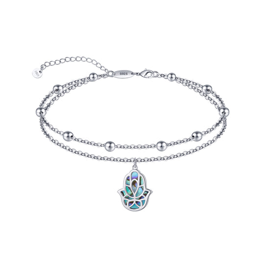 925 Sterling Silver Hamsa Hand Anklet Bracelet