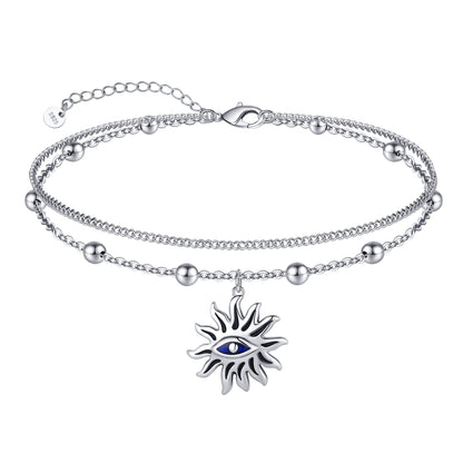 Evil Eyes Anklets 925 Sterling Silver Evil Eyes Anklet Bracelet Boho Blue Evil Eye Anklets