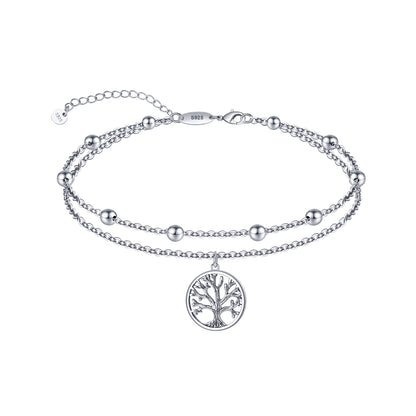 925 Sterling Silver Tree of Life Anklet Bracelet