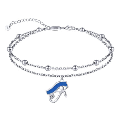 Eye of Horus Anklet 925 Sterling Silver Egyptian Eye of Horus Ankle Bracelet for Women