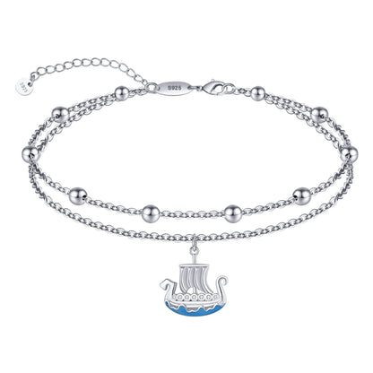 Viking Boat Anklet 925 Sterling Silver Viking Long Ankle Bracelets
