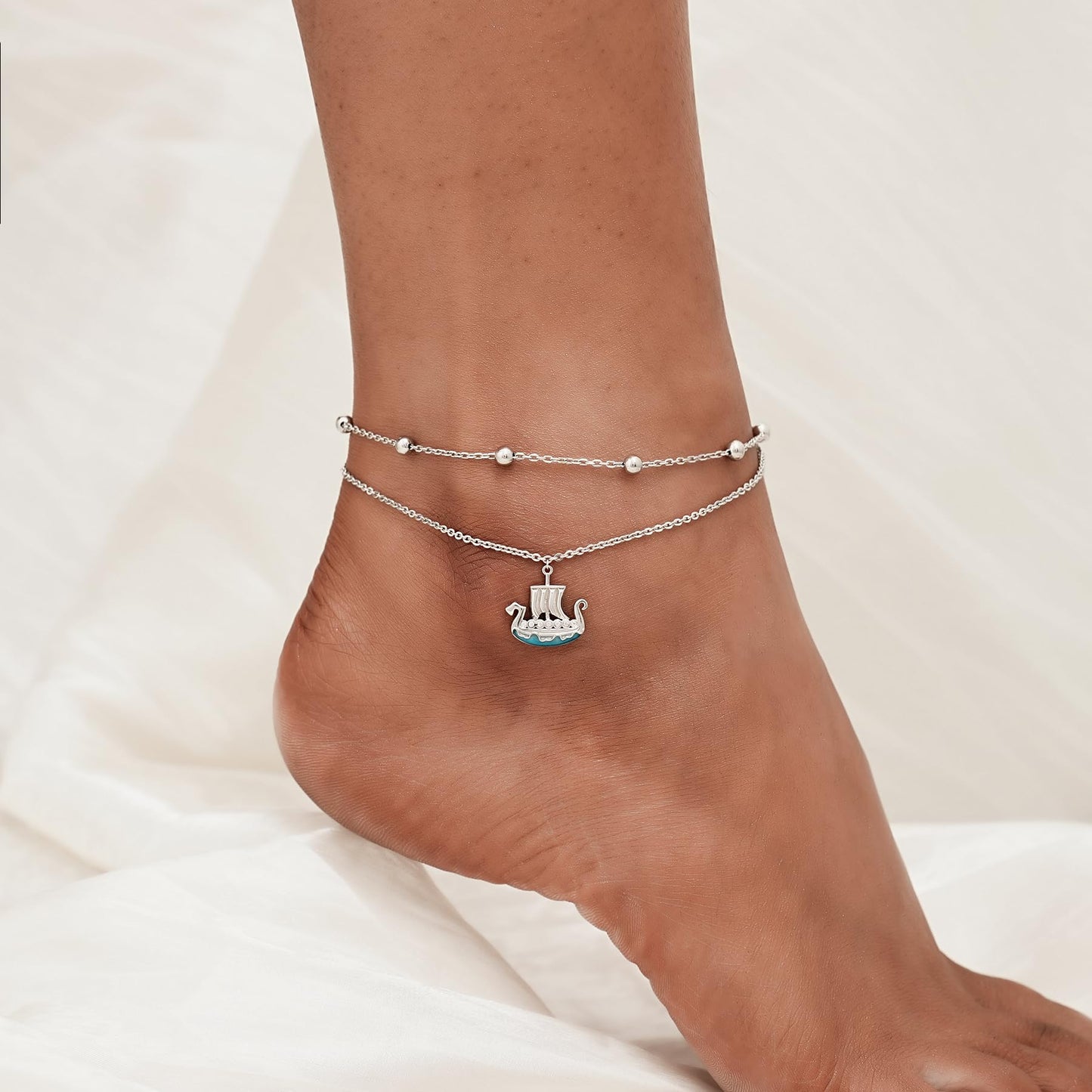 Viking Boat Anklet 925 Sterling Silver Viking Long Ankle Bracelets