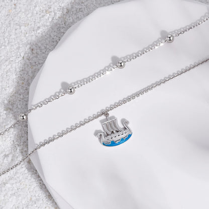 Viking Boat Anklet 925 Sterling Silver Viking Long Ankle Bracelets