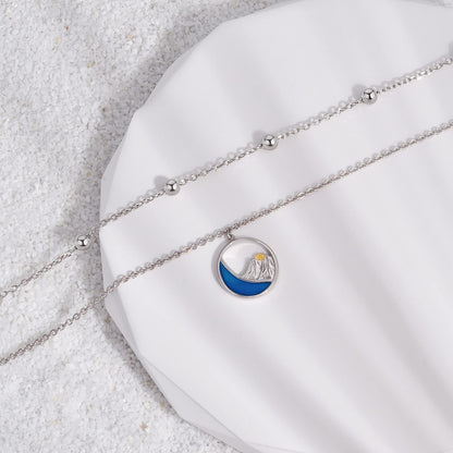Mountain Anklet 925 Sterling Silver Simple Sun Hiking Mountain Anklet Bracelets