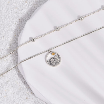 Wolf Mountain Anklet 925 Sterling Silver Simple Sun Hiking Mountain Anklet Bracelets