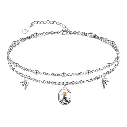 Ankle Bracelet 925 Sterling Silver Sailboat Anklet for Women