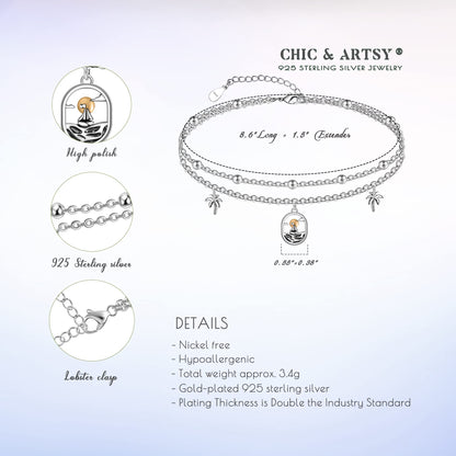 Ankle Bracelet 925 Sterling Silver Sailboat Anklet for Women