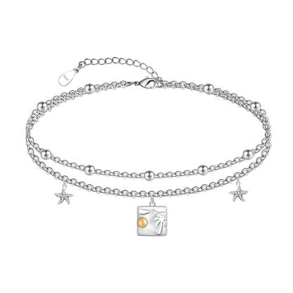 Ankle Bracelet 925 Sterling Silver Palm Anklet Dainty Palm Anklets for Women Boho Layered Anklet