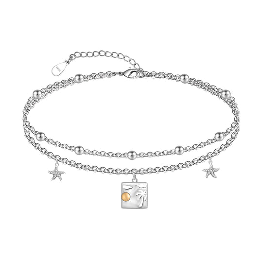 Ankle Bracelet 925 Sterling Silver Palm Anklet Dainty Palm Anklets for Women Boho Layered Anklet