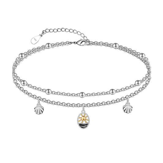Sun Anklet 925 Sterling Silver Sun Anklets for Women