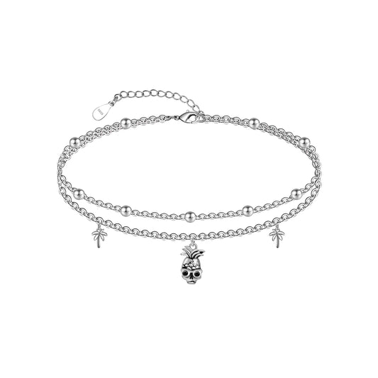 925 Sterling Silver Pineapple Anklet Dainty Pineapple Anklets for Women