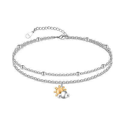 Sun Anklet 925 Sterling Silver Sun Anklet Bracelets for Women