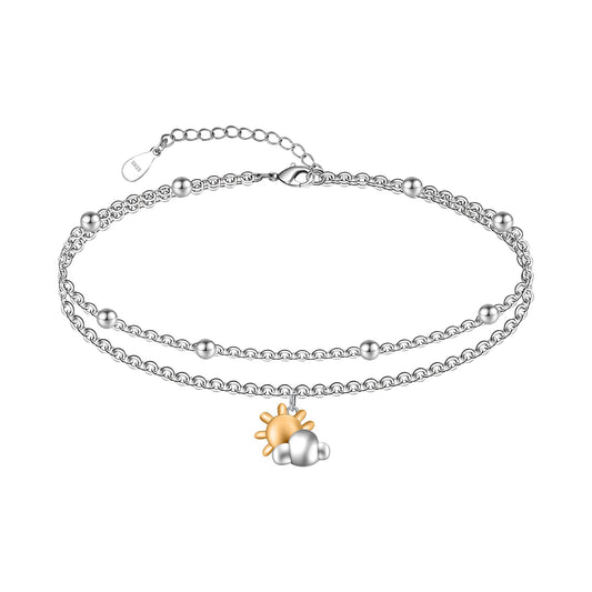 Sun Anklet 925 Sterling Silver Sun Anklet Bracelets for Women