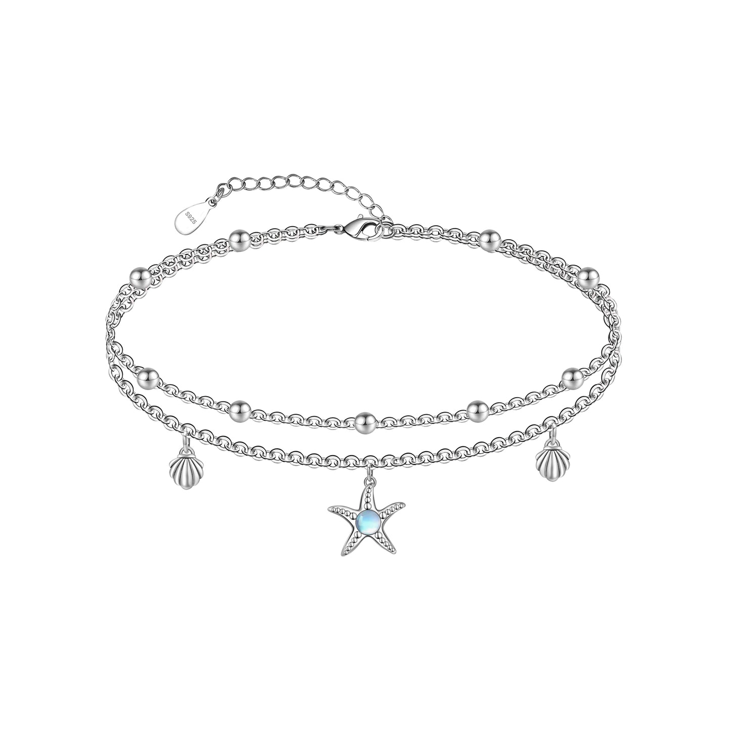 925 Sterling Silver Starfish Anklets Bracelet for Women