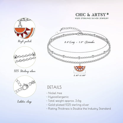 Boho Anklet 925 Sterling Silver Dainty Beach Anklet Bracelets for Women